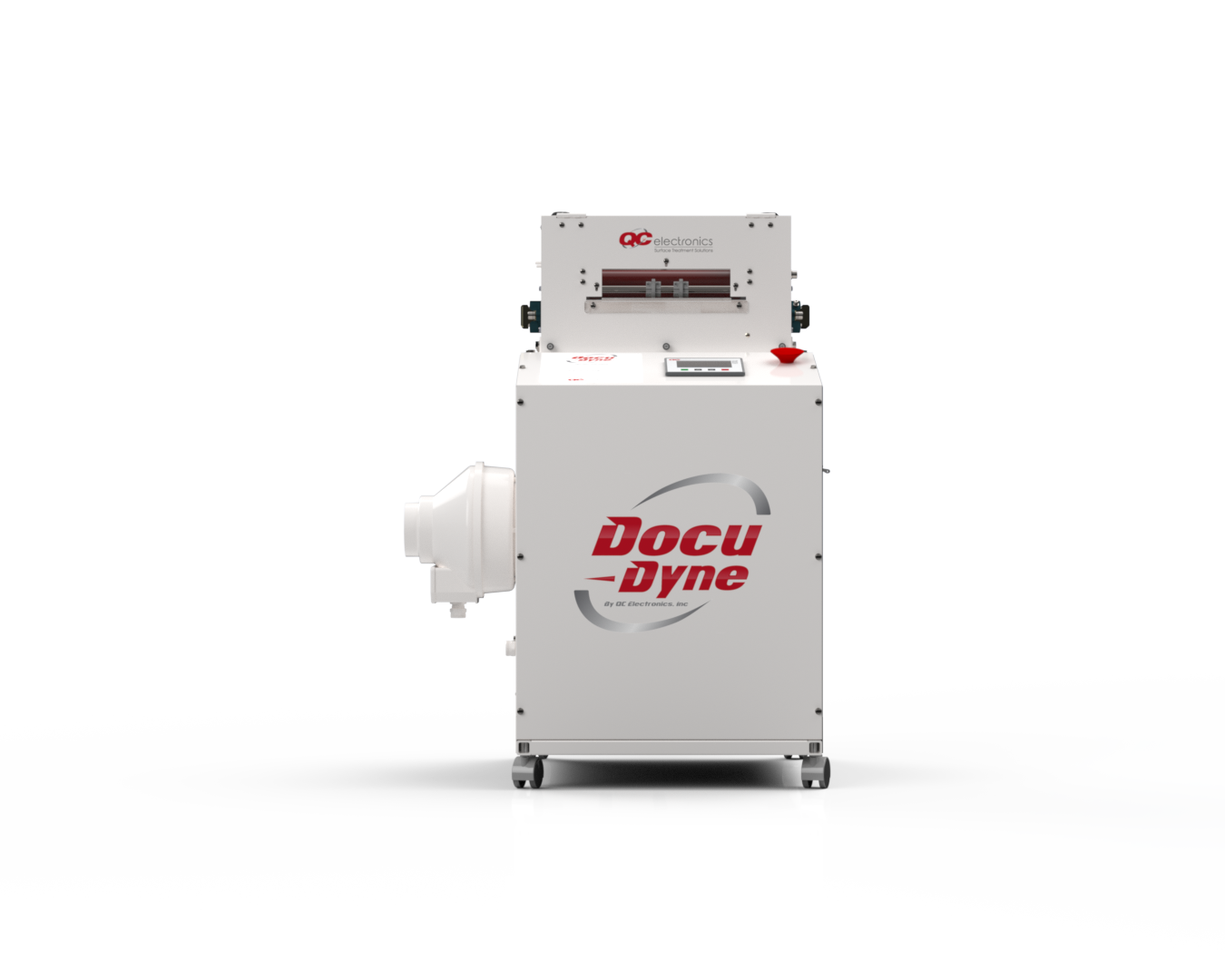 DocuDyne lab corona treater by QC Electronics for substrate research, process development, and production scale-up simulation