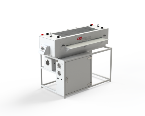 QC Electronics sheet corona treater for surface treatment of flexible to rigid sheet materials